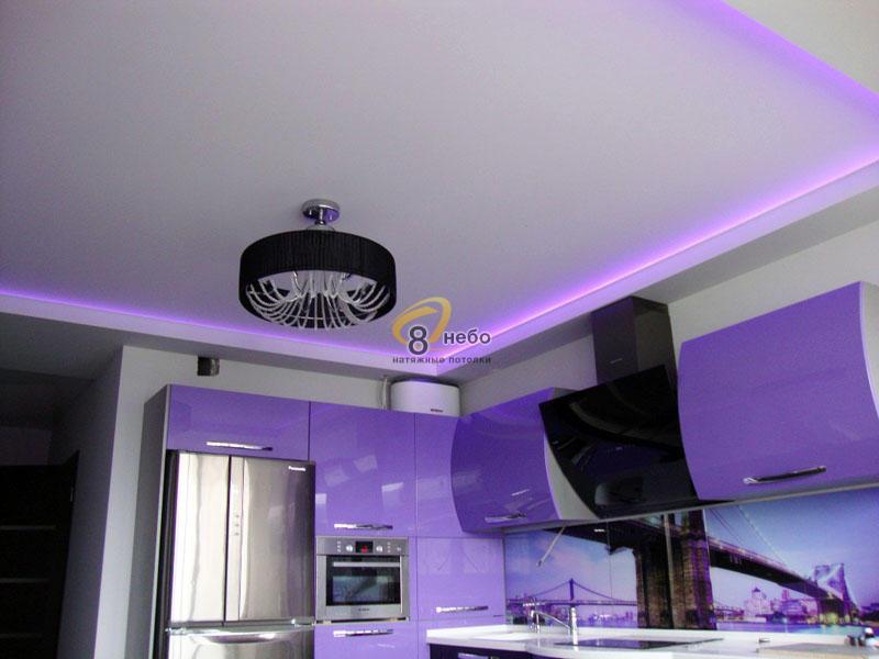 Двухуровневый потолок в кухонную зону 14 кв м